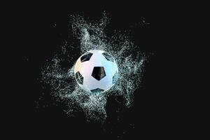 brinnande fotboll med mörk bakgrund, 3d tolkning. foto