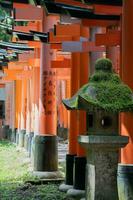 de helgedom av de tusen toriien portar. fushimi inari helgedom. den är känd för dess tusentals av cinnober toriien portar. japan foto
