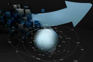 3d tolkning, 3d modell av pil, de begrepp av utveckling och riktning foto