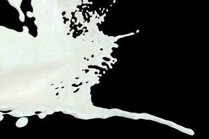 renhet stänk mjölk med svart bakgrund, 3d tolkning. foto