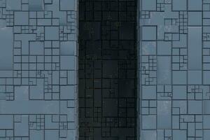 mörk ruiner med krets textur vägg, sci-fi arkitektur bakgrund, 3d tolkning. foto