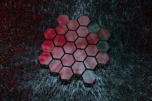 3d tolkning, mörk hexagonal bakgrund, sci-fi bakgrund foto