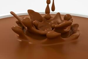 Vinka choklad krusningar förbi vätska simulering, 3d tolkning foto