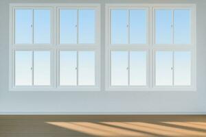 de rengöring hus och de solsken från de fönster, 3d tolkning. foto