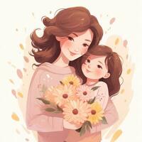 Lycklig mamma och dotter illustration foto