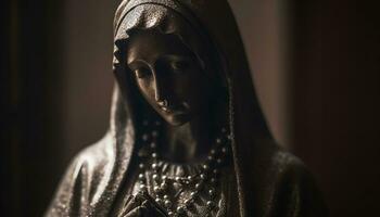 en kvinna bön, symbol av andlighet och katolicism i kristendomen genererad förbi ai foto