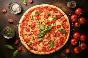 ai generativ. gott hemlagad traditionell pizza italiensk foto