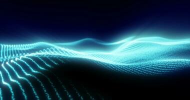 abstrakt blå energi magi vågor från lysande partiklar och rader trogen hi-tech bakgrund foto