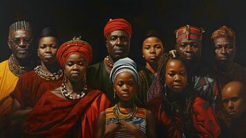 svart afrikansk etnicitet familj har roligt. ai genererad foto