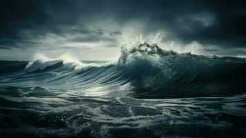 vågor på de hög hav ai generativ foto