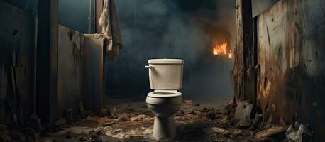 lång varaktighet av försummelse i rengöring en toalett foto