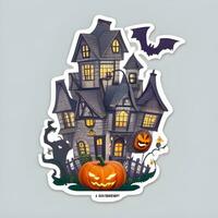 halloween hus klistermärke ai generera foto