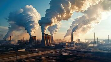tackling luft förorening - strävan för en rengöringsmedel miljö mitt i industri - generativ ai foto