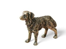 miniatyr- djur- brons hund staty på vit bakgrund foto