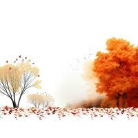höst träd och blad med vit bakgrund hög kvalitet ai genererad bild foto