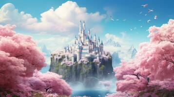 rosa prinsessa slott bakgrund foto