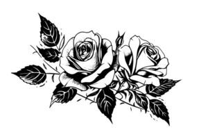 årgång reste sig blomma gravyr calligraphic .victorian stil tatuering vektor illustration foto