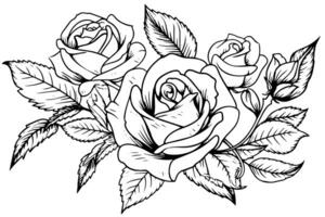 årgång reste sig blomma gravyr calligraphic .victorian stil tatuering vektor illustration foto