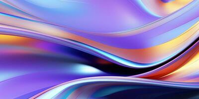 holografiska krom lutning vågor abstrakt bakgrund. flytande yta, krusningar, reflektioner. 3d framställa illustration. foto