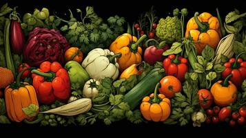 bakgrund av olika typer av färsk grönsaker foto