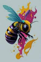 en detaljerad illustration av en bi för en t-shirt design, tapet och mode foto