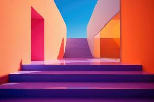 färgrik byggnader minimal abstrakt design, ai genererad foto