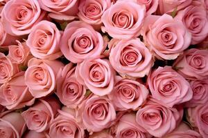 fascinerande rosa reste sig blommar i överflöd naturens härlig symfoni - ai genererad foto