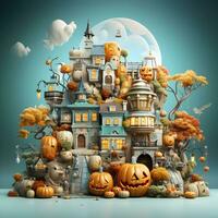 halloween pumpa 3d objekt bakgrund illustration orange firande Semester generativai. foto