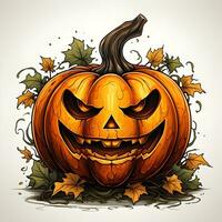 halloween pumpa 3d objekt bakgrund illustration orange firande Semester generativai. foto