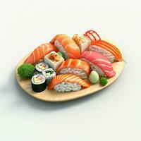 ai generativ hög kvalitet 3d stil design av sushi foto
