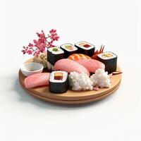 ai generativ hög kvalitet 3d stil design av sushi foto