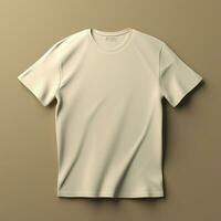ai generativ av en tom t-shirt i grädde Färg i hög kvalitet, perfekt till skapa en attrapp förhandsvisning foto