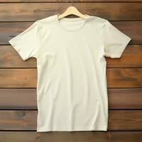 ai generativ hög kvalitet tom t-shirt i vit Färg, perfekt till skapa attrapp förhandsvisning foto