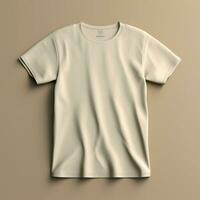 ai generativ av en tom t-shirt i grädde Färg i hög kvalitet, perfekt till skapa en attrapp förhandsvisning foto