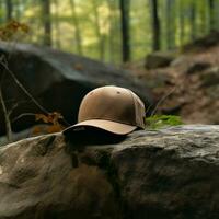 ai generativ Foto av tom ljus brun baseboll hatt, ultra realistisk, 8 K, lämplig till skapa hatt attrapp eller keps attrapp