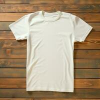 ai generativ hög kvalitet tom t-shirt i grädde vit Färg, perfekt till skapa attrapp förhandsvisning foto
