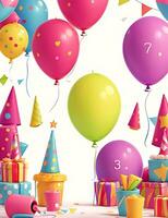 födelsedag fest ballonger, färgrik ballonger bakgrund. ai genererad foto