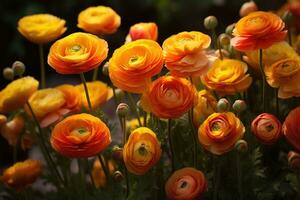 färgrik ranunkel i en bukett. persisk smörblommor bukett av vår blommor. foto