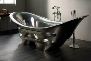 rostfri stål badkar årgång och industriell stil dekoration i badrum foto