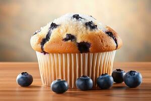 ett blåbär muffin vit bakgrund foto