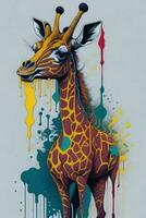 en detaljerad illustration av en giraff för en t-shirt design, tapet, och mode foto