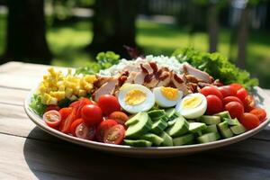 de cobb sallad är ett amerikan trädgård sallad. generativ ai foto