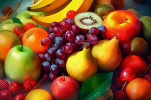 färsk frukt färgrik konst. generera ai foto