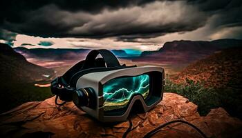 metavers, framtida spel och underhållning digital teknologi, vr virtuell verklighet glasögon, generativ ai. foto