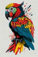 en detaljerad illustration av en papegoja för en t-shirt design, tapet och mode design foto