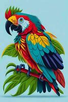 en detaljerad illustration av en papegoja för en t-shirt design, tapet och mode design foto