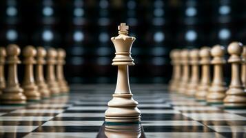 schack spel använda sig av strategier till regler de styrelse, beslut framställning match, schack bit isolerat på bakgrund, ai genererad foto