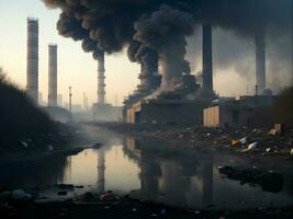 urban förorening och miljö- skada, generativ ai foto