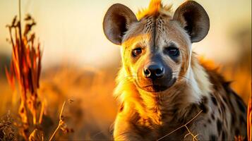 hyena i de afrikansk savann, generativ ai foto