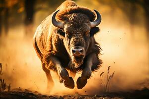 bison kraftfull symboler av naturens majestät, generativ ai foto